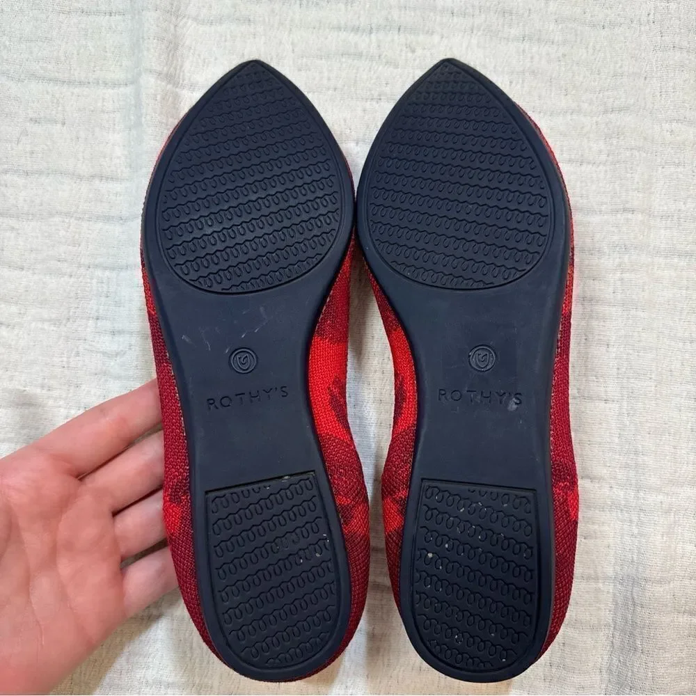 Rothy's The Point Red Camo Women's 7 Slip On Shoes
